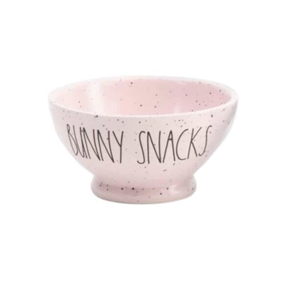 CERAMIC EASTER 2-PIECE BOWL SET BY RAE DUNN "BUNNY SNACKS" PINK & BLUE - Picture 5 of 6